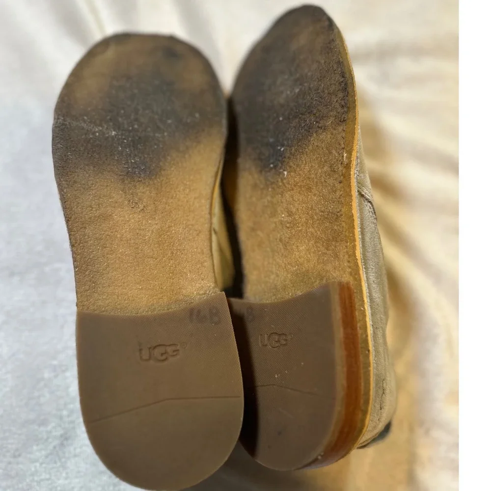UGG Australia Henrick Grey Suede Sheepskin Slip On Loafers Mens 9.5 1009236